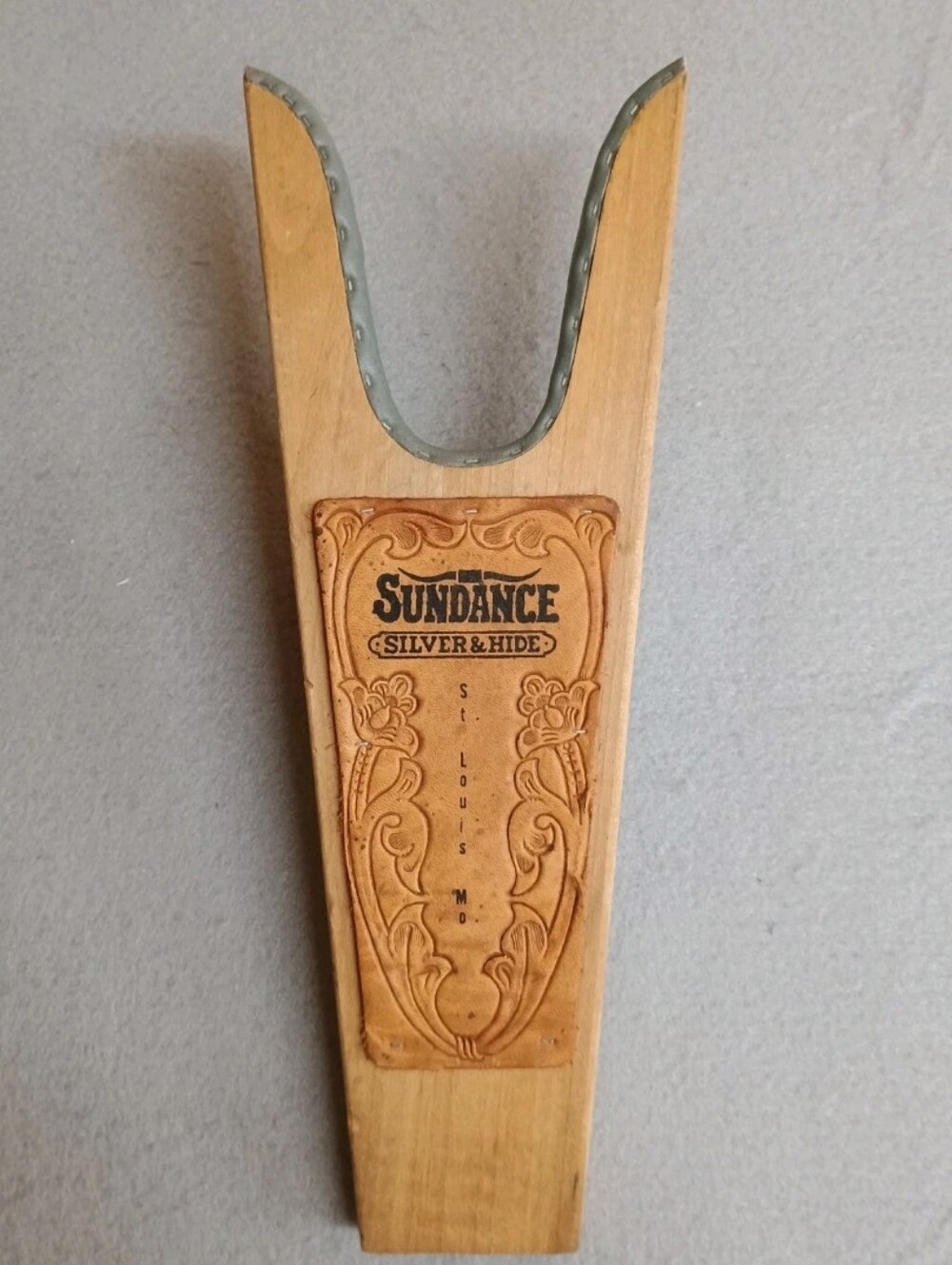 Sundance Silver & Hide branded leather inlay Boot Jack Made In USA